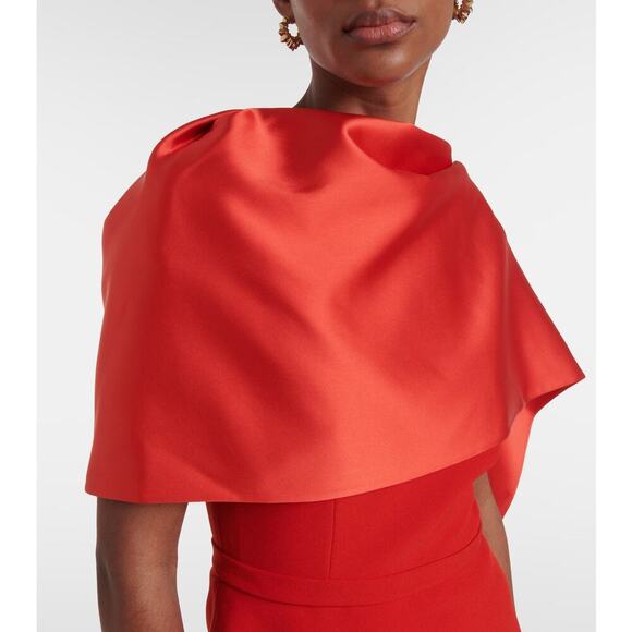 SAFIYAA EVANGELINA CAPED CREPE GOWN RED - Picture 3 of 13